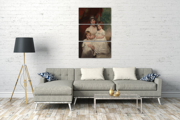 Top-Angebot Kunstdruck John Hoppner - Mrs. John Garden (Ann Garden, 1769-1842) und ihre Kinder, John (1796-1854) und Ann Margaret (1793) Leinwand auf Keilrahmen gespannt