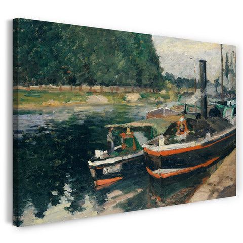 Top-Angebot Kunstdruck Camille Pissarro - Lastkähne in Pontoise Leinwand auf Keilrahmen gespannt