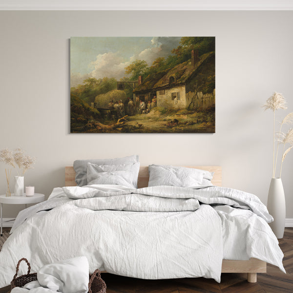 Top-Angebot Kunstdruck George Morland - Das Bell-Gasthaus Leinwand auf Keilrahmen gespannt