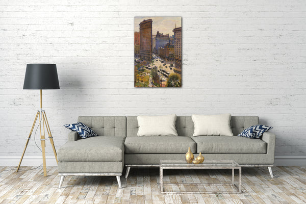 Top-Angebot Kunstdruck Samuel Halpert - Das Flatiron-Gebäude Leinwand auf Keilrahmen gespannt