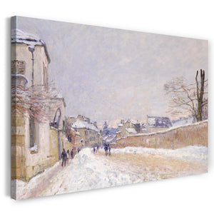 Top-Angebot Kunstdruck Alfred Sisley - Rue Eugène Moussoir bei Moret: Winter Leinwand auf Keilrahmen gespannt