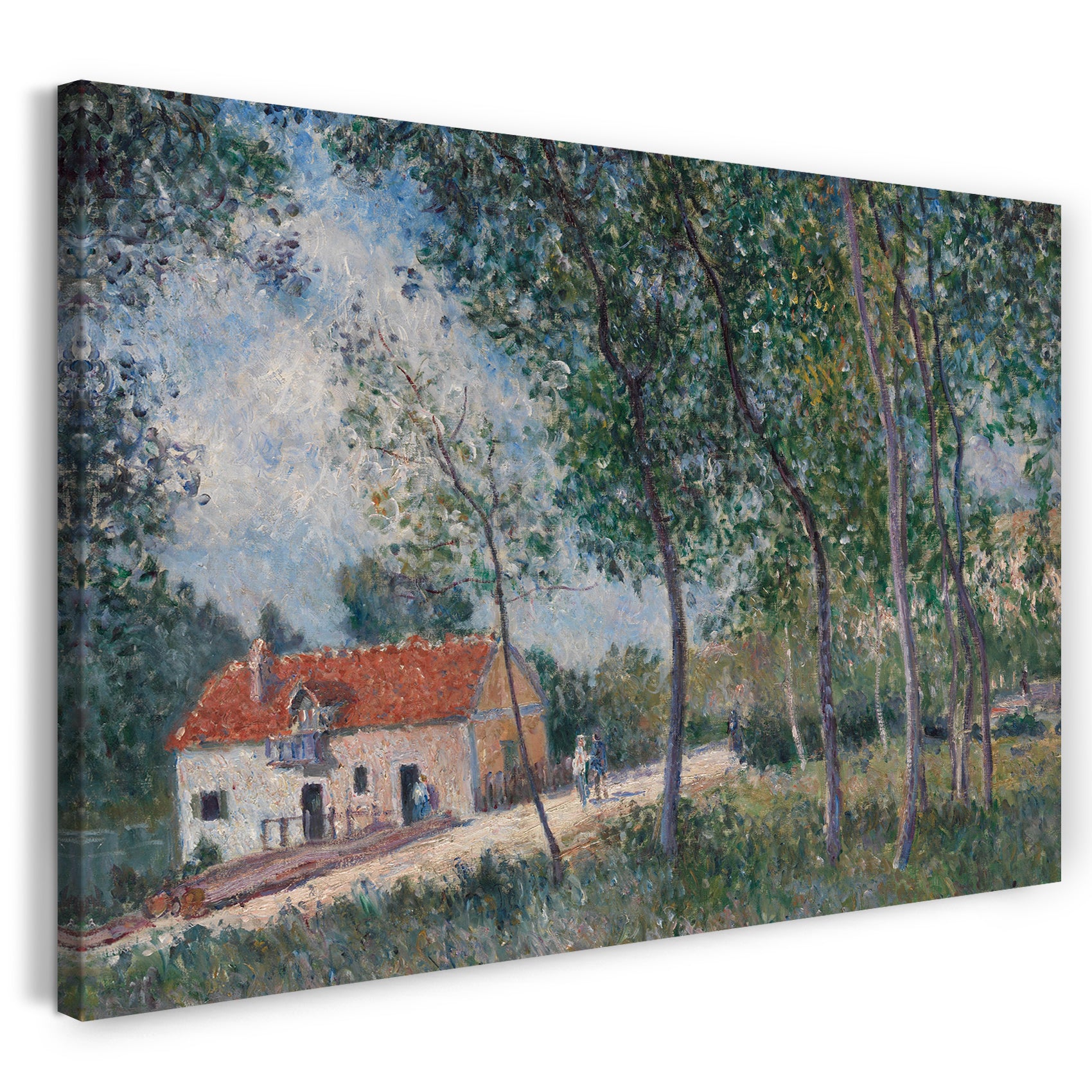 Top-Angebot Kunstdruck Alfred Sisley - Die Straße von Moret nach Saint-Mammès Leinwand auf Keilrahmen gespannt