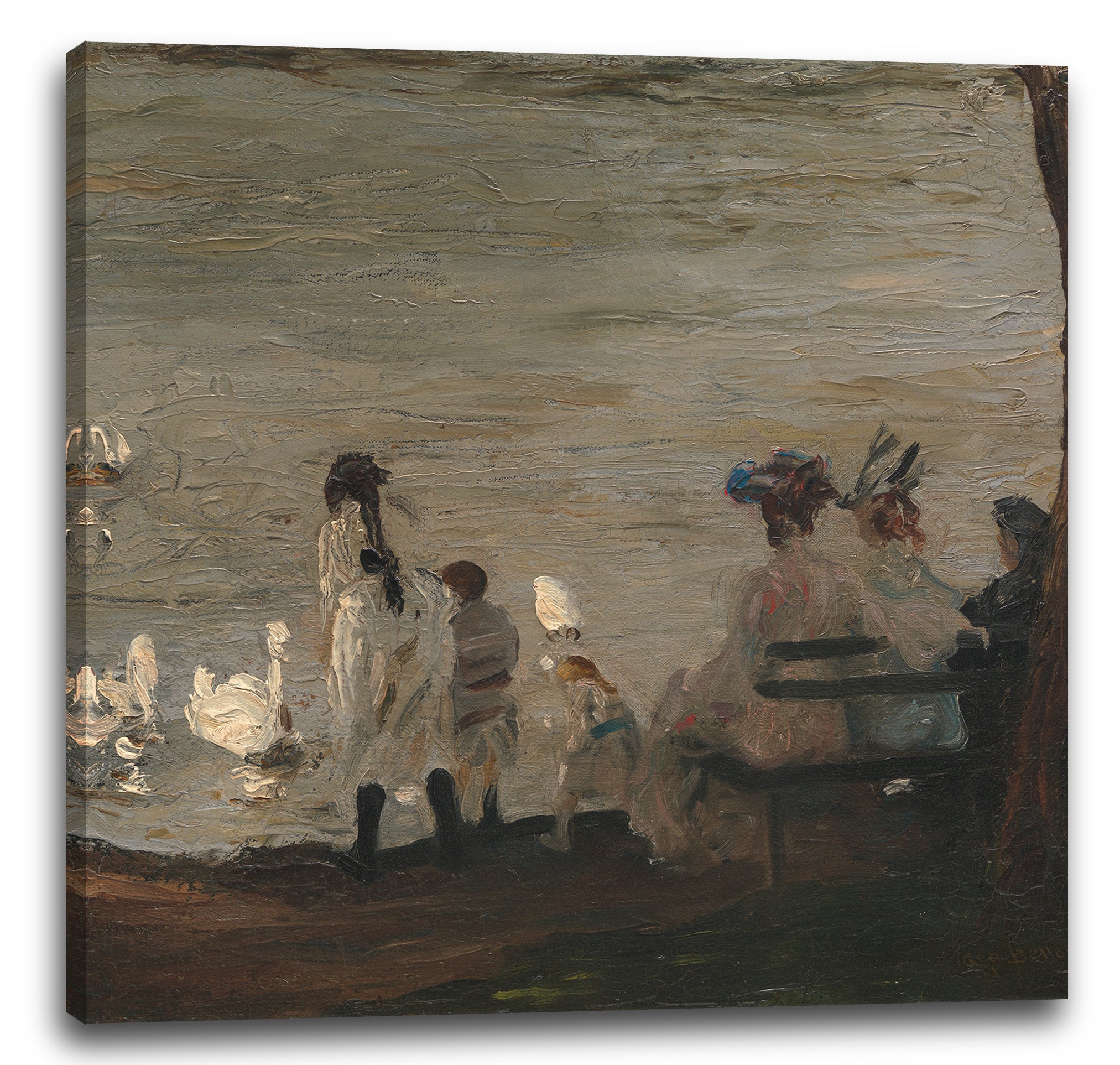 Leinwandbild George Bellows - Schwäne im Central Park
