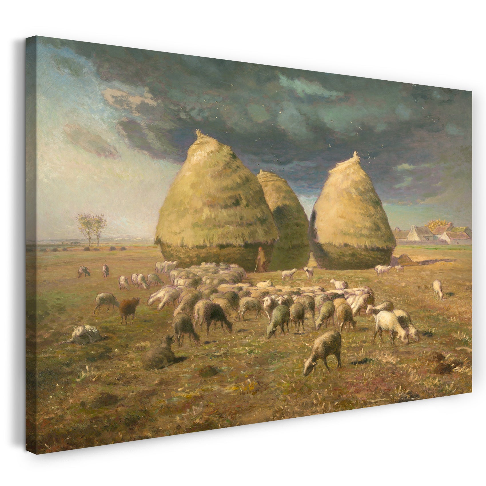 Top-Angebot Kunstdruck Jean-François Millet - Heuschober: Herbst Leinwand auf Keilrahmen gespannt