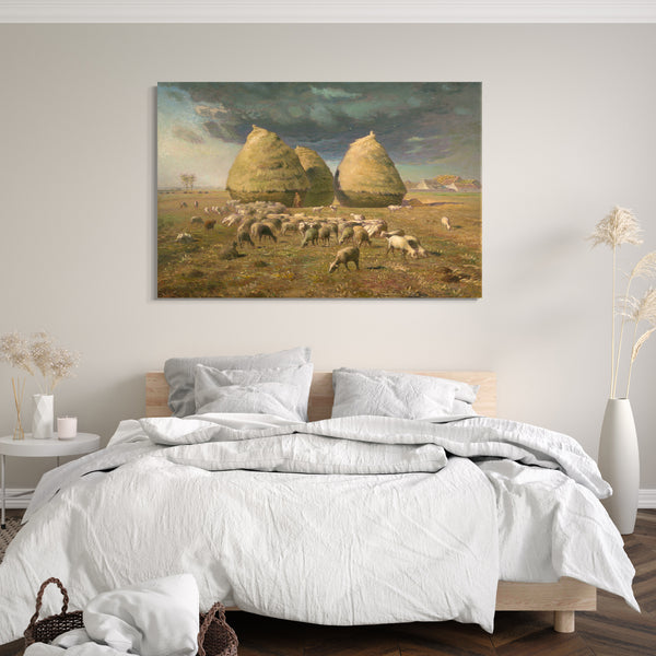 Top-Angebot Kunstdruck Jean-François Millet - Heuschober: Herbst Leinwand auf Keilrahmen gespannt