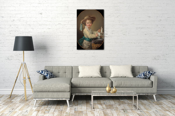 Top-Angebot Kunstdruck François Hubert Drouais - Junge mit einem Kartenhaus Leinwand auf Keilrahmen gespannt