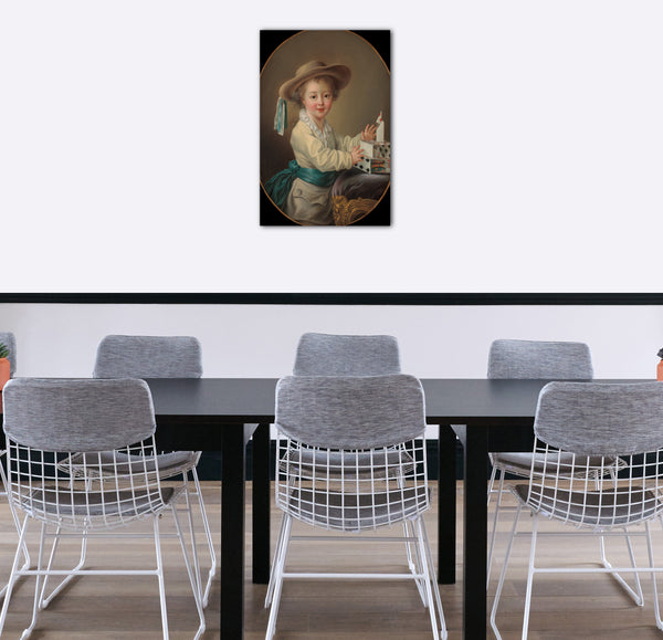 Top-Angebot Kunstdruck François Hubert Drouais - Junge mit einem Kartenhaus Leinwand auf Keilrahmen gespannt