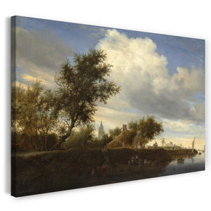 Top-Angebot Kunstdruck Salomon van Ruysdael - Fähre in der Nähe von Gorinchem Leinwand auf Keilrahmen gespannt