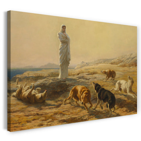 Top-Angebot Kunstdruck Brite Rivière - Pallas Athena und die Hirtenhunde Leinwand auf Keilrahmen gespannt