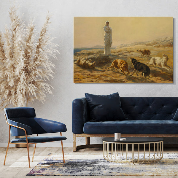 Top-Angebot Kunstdruck Brite Rivière - Pallas Athena und die Hirtenhunde Leinwand auf Keilrahmen gespannt