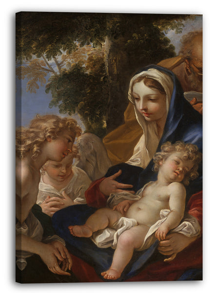 Leinwandbild Sebastiano Ricci - Die Heilige Familie mit Engeln