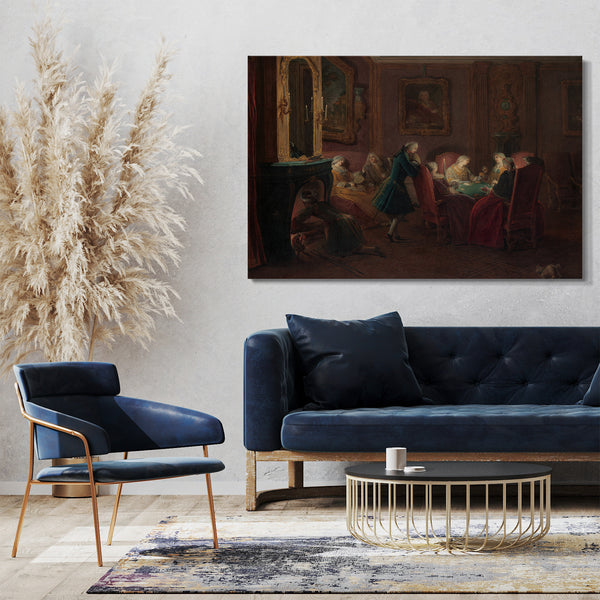 Top-Angebot Kunstdruck Pierre Louis Dumesnil der Jüngere - Kartenspieler in einem Salon Leinwand auf Keilrahmen gespannt