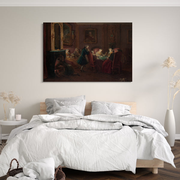 Top-Angebot Kunstdruck Pierre Louis Dumesnil der Jüngere - Kartenspieler in einem Salon Leinwand auf Keilrahmen gespannt