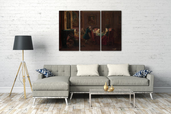 Top-Angebot Kunstdruck Pierre Louis Dumesnil der Jüngere - Kartenspieler in einem Salon Leinwand auf Keilrahmen gespannt