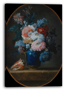 Top-Angebot Kunstdruck Anne Vallayer-Coster - Vase mit Blumen und Muschelhorn Leinwand auf Keilrahmen gespannt