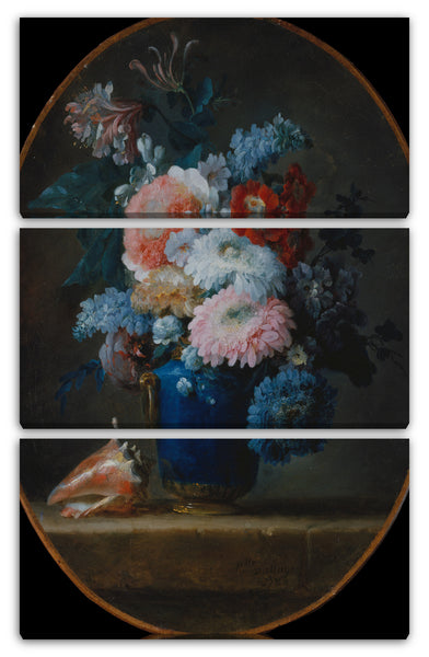Leinwandbild Anne Vallayer-Coster - Vase mit Blumen und Muschelhorn