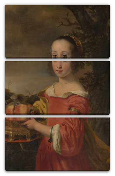 Leinwandbild Ferdinand Bol - Petronella Elias (1648-1667) mit einem Obstkorb