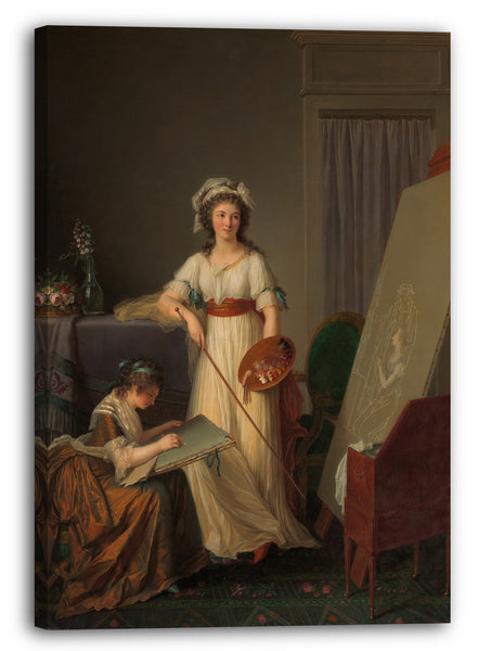 Top-Angebot Kunstdruck Marie Victoire Lemoine - Der Innenraum eines Ateliers einer weiblichen Malerin Leinwand auf Keilrahmen gespannt
