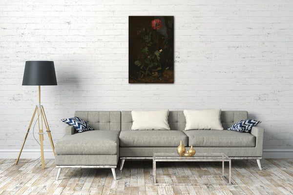Top-Angebot Kunstdruck Otto Marseus van Schrieck - Stillleben mit Mohn, Insekten und Reptilien Leinwand auf Keilrahmen gespannt