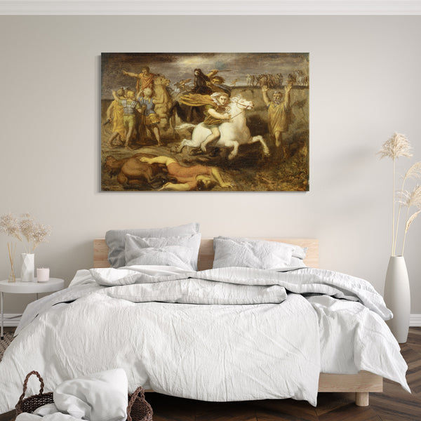 Top-Angebot Kunstdruck Théodore Chassériau - Szene aus den Gallischen Kriegen: Der Gallier Littavicus, der die römische Sache verraten hat, floh zu Gergovie, um Vercingétorix zu unterstützen Leinwand auf Keilrahmen gespannt