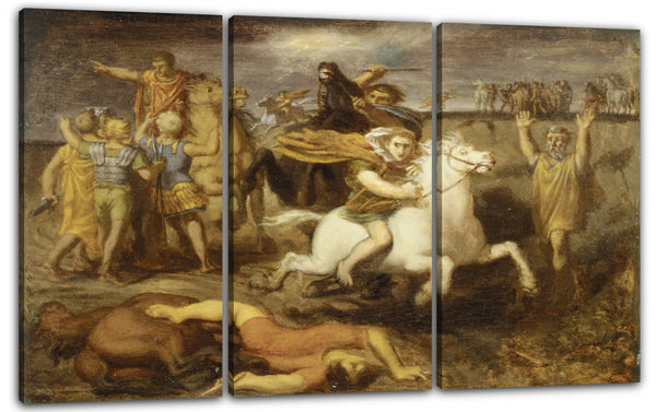 Leinwandbild Théodore Chassériau - Szene aus den Gallischen Kriegen: Der Gallier Littavicus, der die römische Sache verraten hat, floh zu Gergovie, um Vercingétorix zu unterstützen