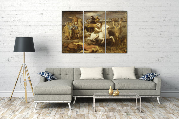 Top-Angebot Kunstdruck Théodore Chassériau - Szene aus den Gallischen Kriegen: Der Gallier Littavicus, der die römische Sache verraten hat, floh zu Gergovie, um Vercingétorix zu unterstützen Leinwand auf Keilrahmen gespannt