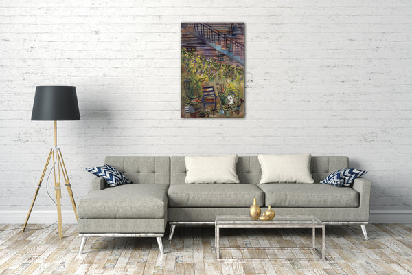 Top-Angebot Kunstdruck Loren MacIver - Careys Hinterhof Leinwand auf Keilrahmen gespannt