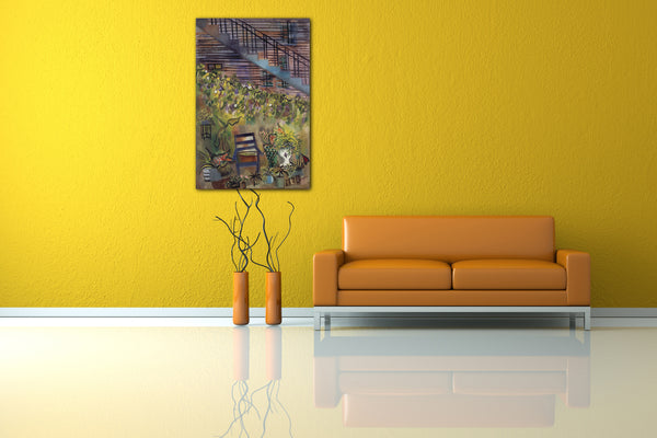 Top-Angebot Kunstdruck Loren MacIver - Careys Hinterhof Leinwand auf Keilrahmen gespannt