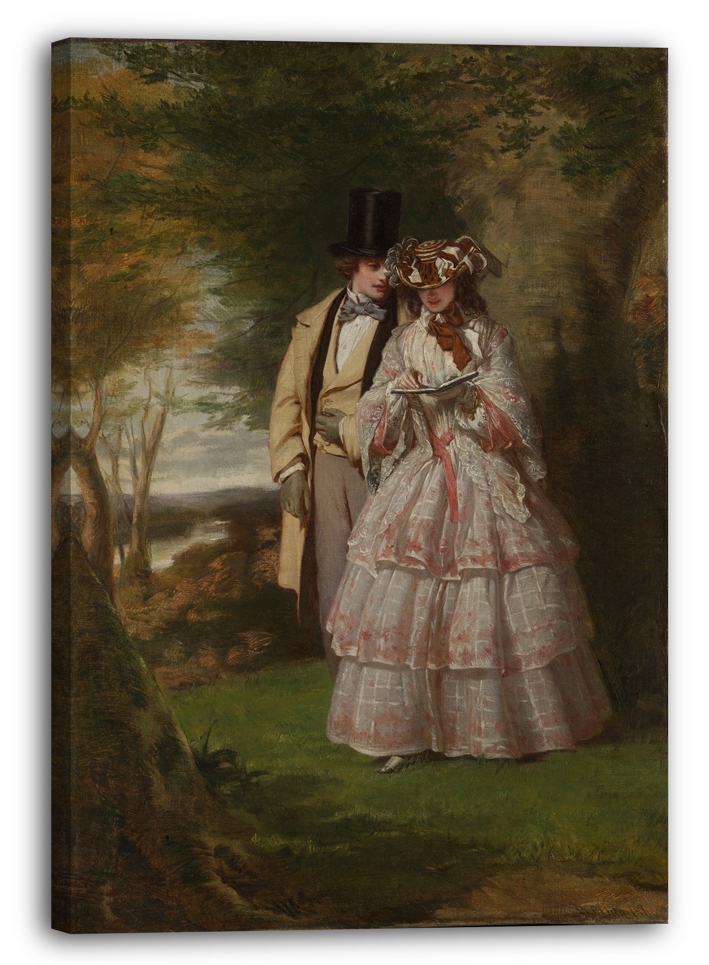 Top-Angebot Kunstdruck William Powell Frith - Die zwei zentralen Figuren im "Derby Day" Leinwand auf Keilrahmen gespannt