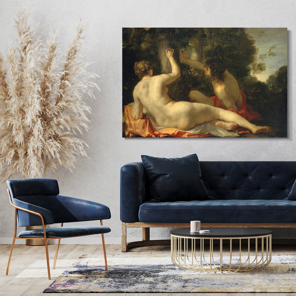 Top-Angebot Kunstdruck Jacques Blanchard - Angelica und Medoro Leinwand auf Keilrahmen gespannt