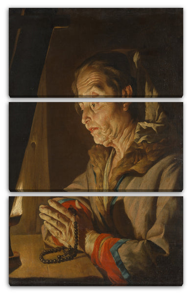 Leinwandbild Matthias Stom - Alte betende Frau