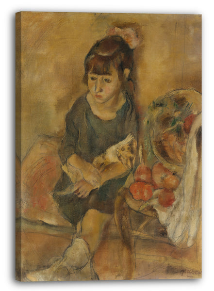 Top-Angebot Kunstdruck Jules Pascin - Mädchen mit einem Kätzchen Leinwand auf Keilrahmen gespannt