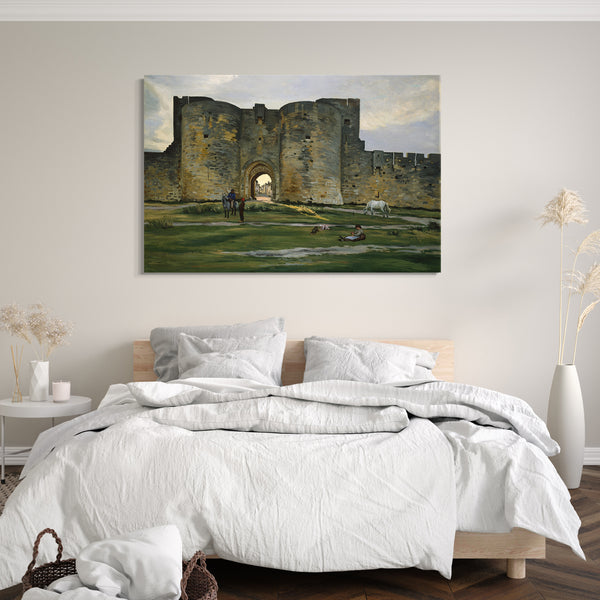 Top-Angebot Kunstdruck Jean-Frédéric Bazille - Porte de la Reine bei Aigues-Mortes Leinwand auf Keilrahmen gespannt