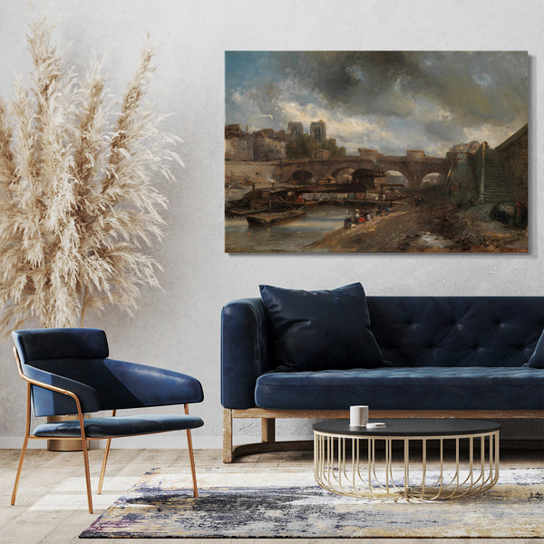 Top-Angebot Kunstdruck Johan Barthold Jongkind - Der Pont Neuf Leinwand auf Keilrahmen gespannt