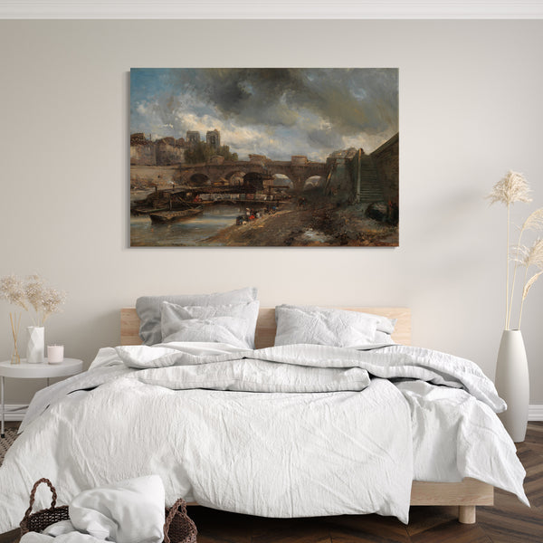 Top-Angebot Kunstdruck Johan Barthold Jongkind - Der Pont Neuf Leinwand auf Keilrahmen gespannt