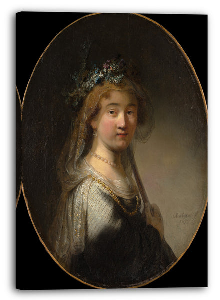 Top-Angebot Kunstdruck Govert Flinck - Eine junge Frau als Hirtin ("Saskia as Flora") Leinwand auf Keilrahmen gespannt