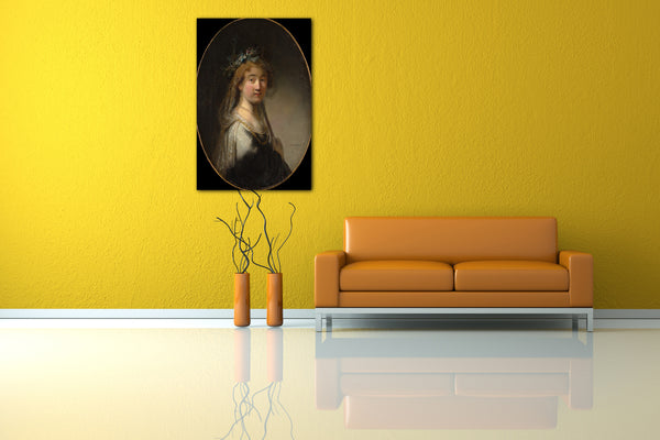 Top-Angebot Kunstdruck Govert Flinck - Eine junge Frau als Hirtin ("Saskia as Flora") Leinwand auf Keilrahmen gespannt