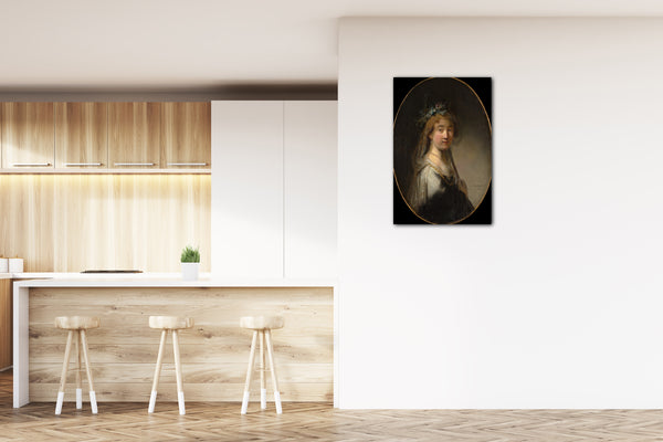 Top-Angebot Kunstdruck Govert Flinck - Eine junge Frau als Hirtin ("Saskia as Flora") Leinwand auf Keilrahmen gespannt