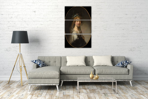 Top-Angebot Kunstdruck Govert Flinck - Eine junge Frau als Hirtin ("Saskia as Flora") Leinwand auf Keilrahmen gespannt
