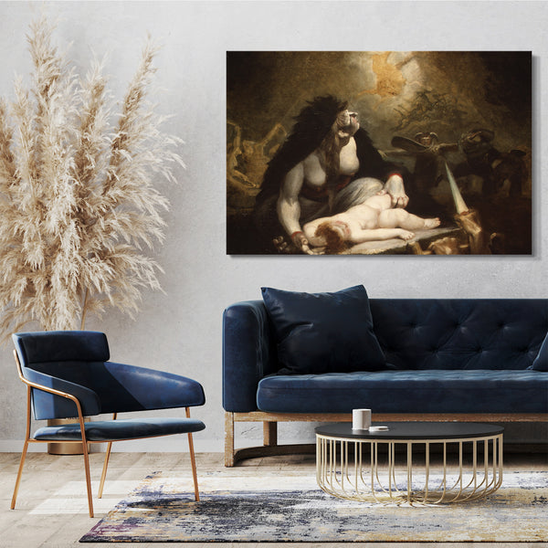 Top-Angebot Kunstdruck Henry Fuseli - Der Nachtwächter, der Lappland-Hexen besucht Leinwand auf Keilrahmen gespannt