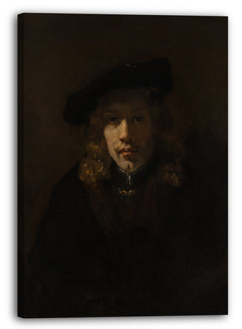 Top-Angebot Kunstdruck Stil von Rembrandt - Mann in einem Barett Leinwand auf Keilrahmen gespannt