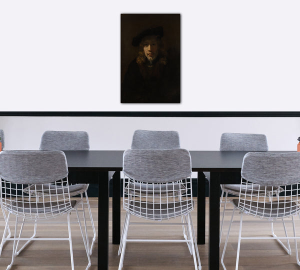 Top-Angebot Kunstdruck Stil von Rembrandt - Mann in einem Barett Leinwand auf Keilrahmen gespannt