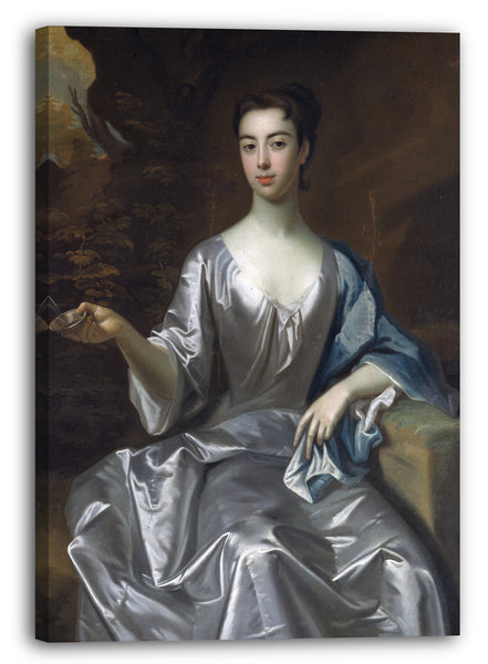 Top-Angebot Kunstdruck Schule von Sir Godfrey Kneller - Porträt einer Frau, genannt Maria Taylor Byrd Leinwand auf Keilrahmen gespannt