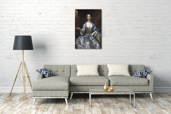 Top-Angebot Kunstdruck Schule von Sir Godfrey Kneller - Porträt einer Frau, genannt Maria Taylor Byrd Leinwand auf Keilrahmen gespannt