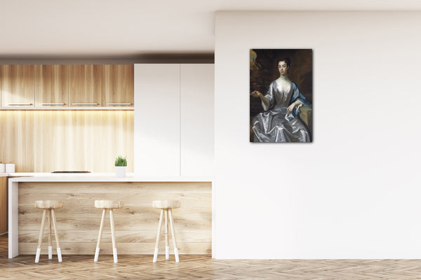 Top-Angebot Kunstdruck Schule von Sir Godfrey Kneller - Porträt einer Frau, genannt Maria Taylor Byrd Leinwand auf Keilrahmen gespannt