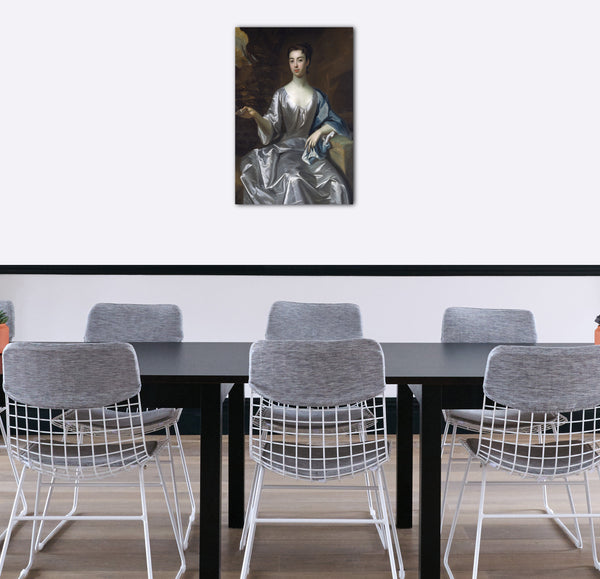 Top-Angebot Kunstdruck Schule von Sir Godfrey Kneller - Porträt einer Frau, genannt Maria Taylor Byrd Leinwand auf Keilrahmen gespannt