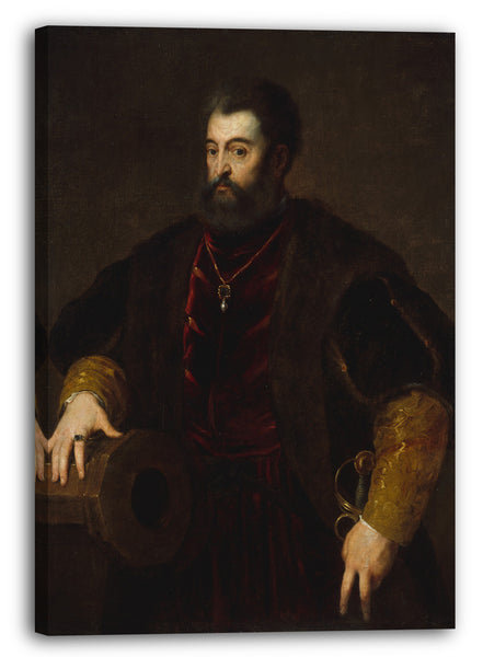 Top-Angebot Kunstdruck Kopie nach Tizian - Alfonso d'Este (1486-1534), Herzog von Ferrara Leinwand auf Keilrahmen gespannt