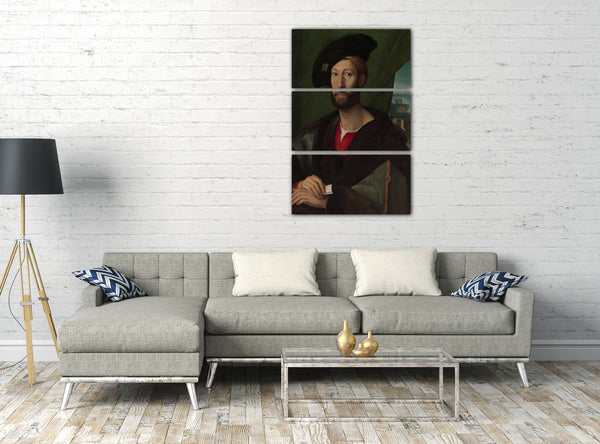 Top-Angebot Kunstdruck Kopie nach Raphael - Giuliano de 'Medici (1479-1516), Herzog von Nemours Leinwand auf Keilrahmen gespannt