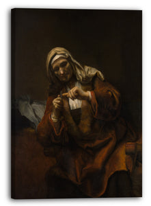 Top-Angebot Kunstdruck Stil von Rembrandt - Alte Frau, die ihre Nägel schneidet Leinwand auf Keilrahmen gespannt