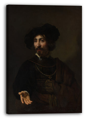 Top-Angebot Kunstdruck Stil von Rembrandt - Mann mit einem Stahl-Gorget Leinwand auf Keilrahmen gespannt